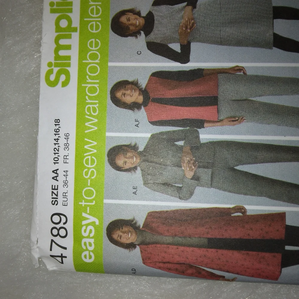 SIMPLICITY 4789 Sz 10-18 Misses separates jumper dress pants duster jacket vest